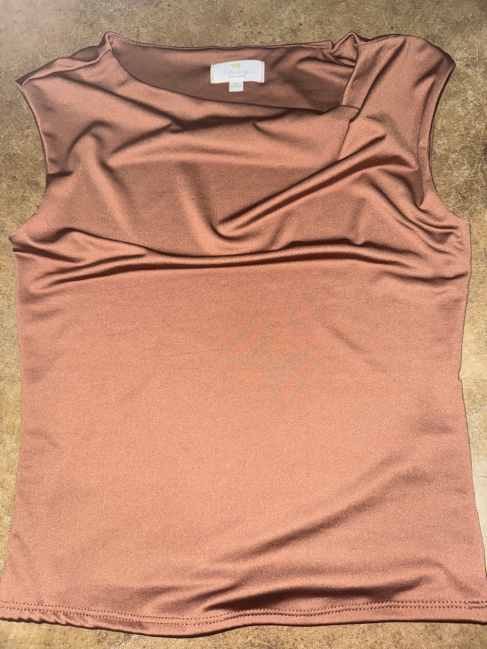 Satin Draped Neck Camisole in Bronze - Unknown Brand